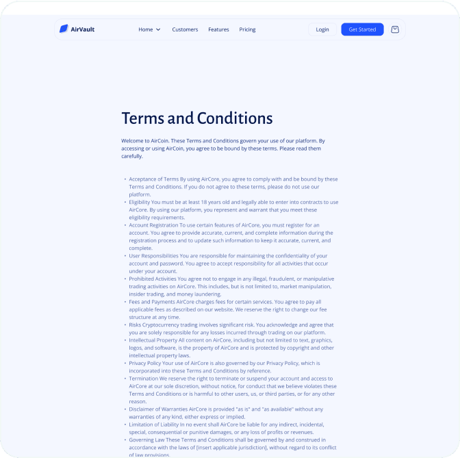 AirVault webflow template image
