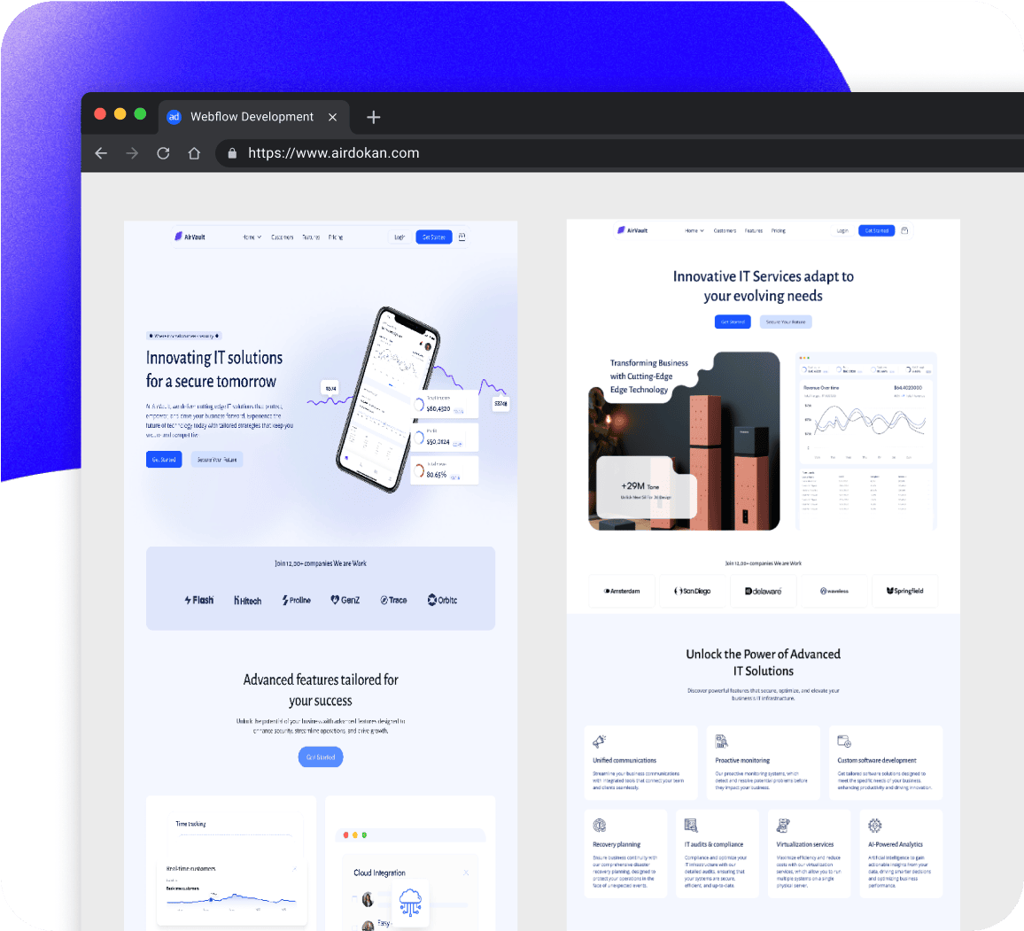 AirVault webflow template image