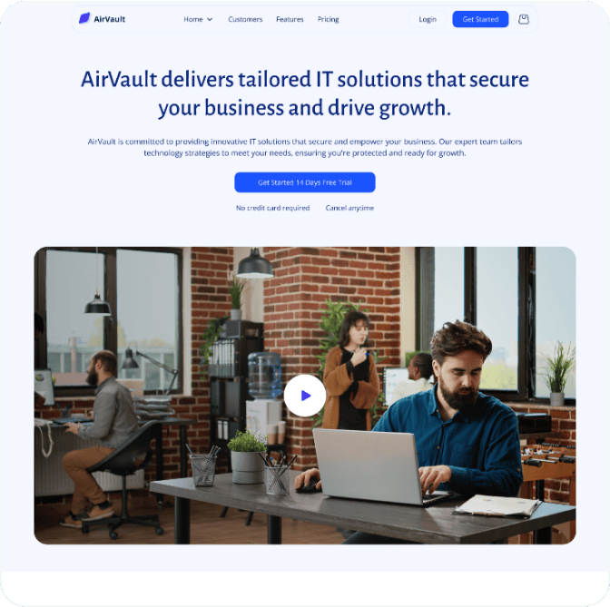 AirVault webflow template image