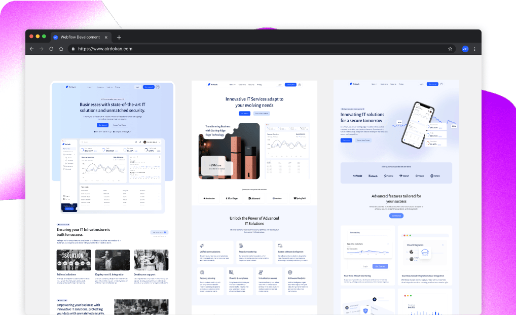 AirVault webflow template image
