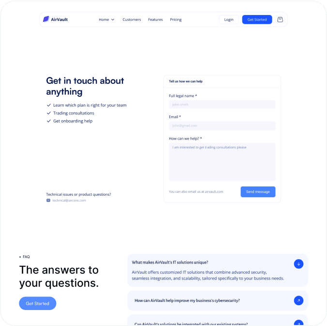 AirVault webflow template image