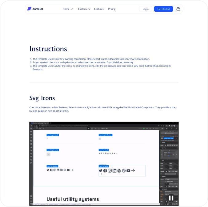 AirVault webflow template image