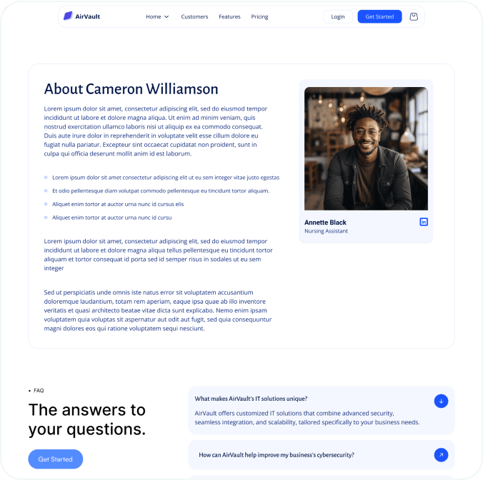 AirVault webflow template image