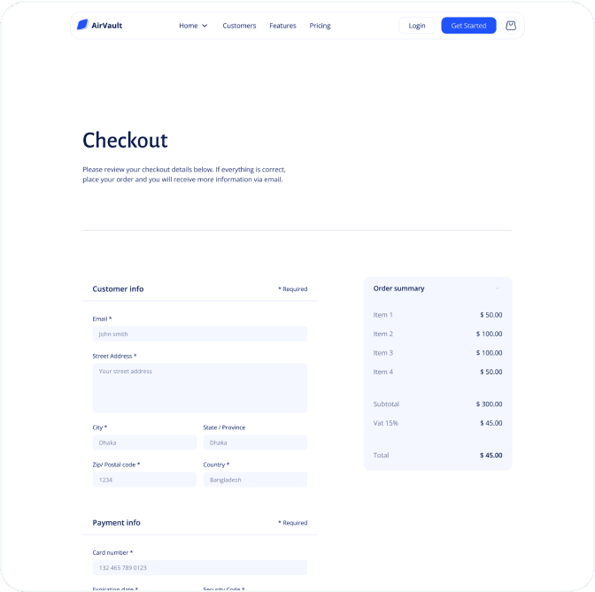AirVault webflow template image