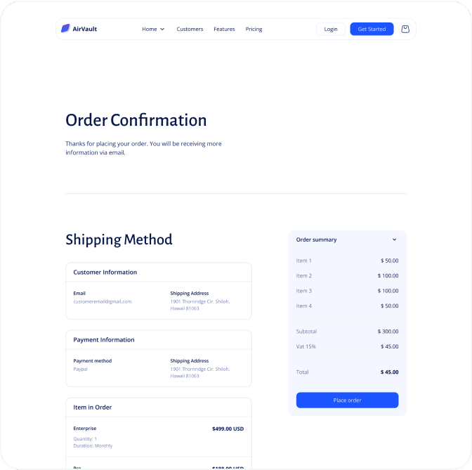 AirVault webflow template image