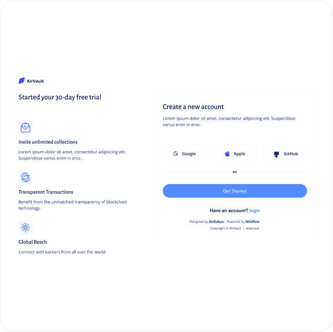 AirVault webflow template image