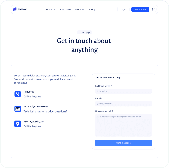 AirVault webflow template image
