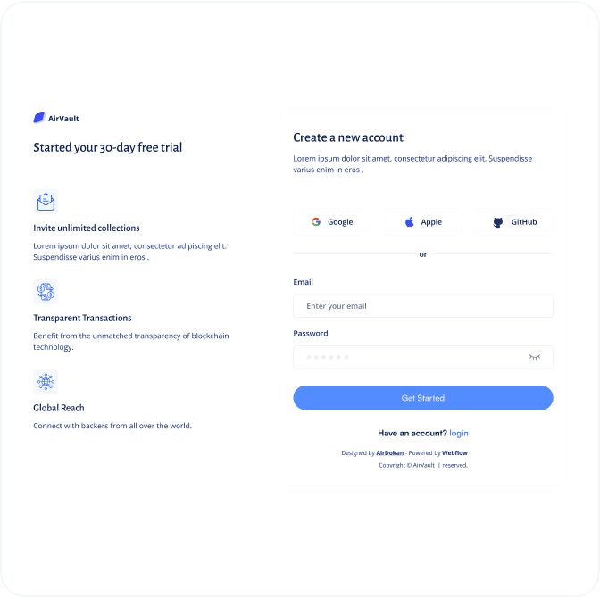 AirVault webflow template image