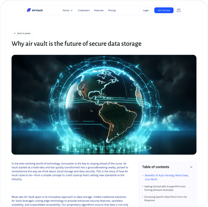 AirVault webflow template image