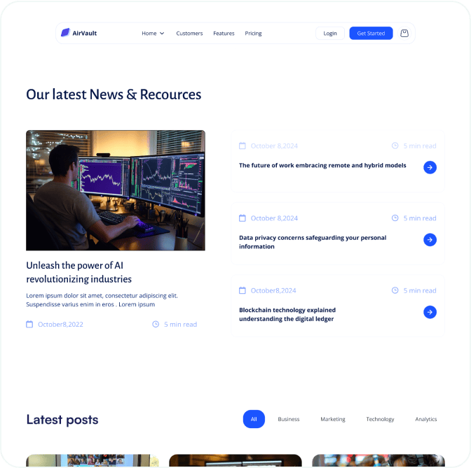 AirVault webflow template image