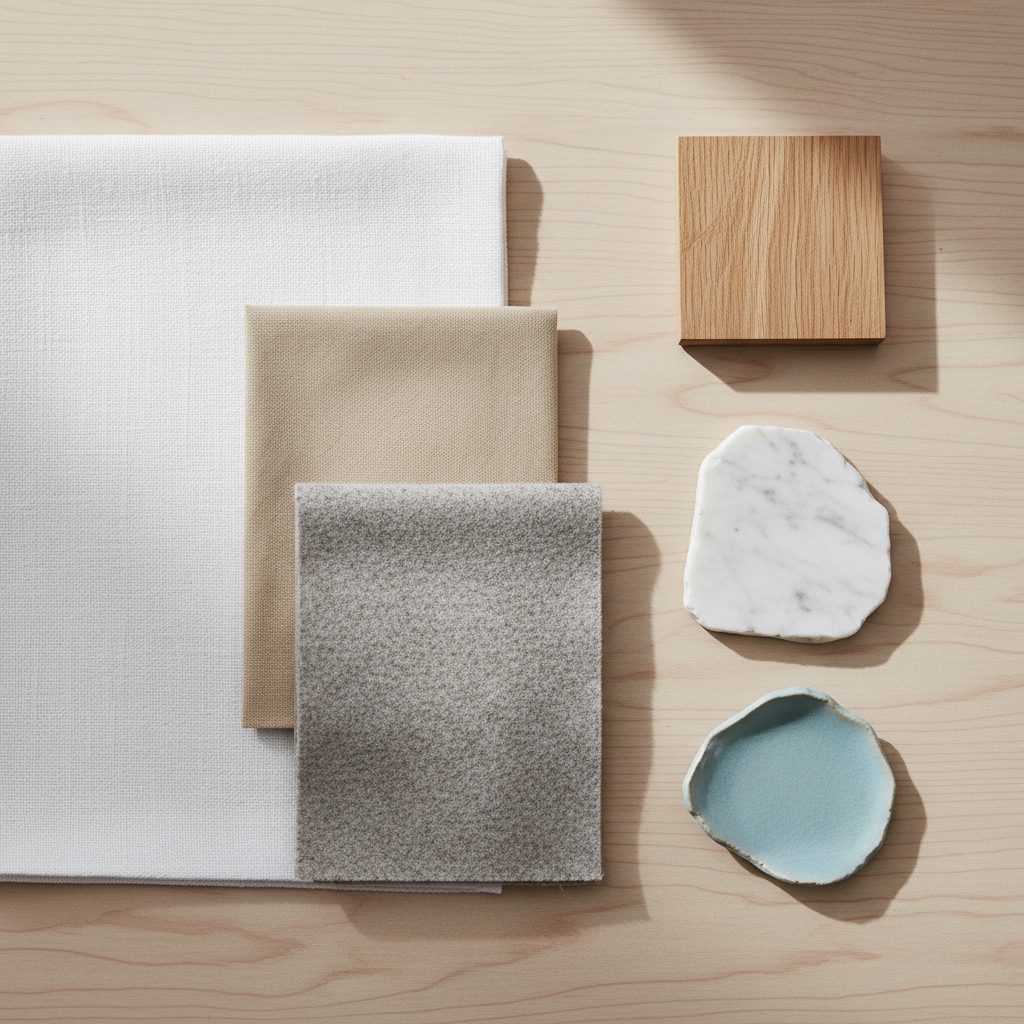 Hamptons bedroom with upholstered headboard and natural light