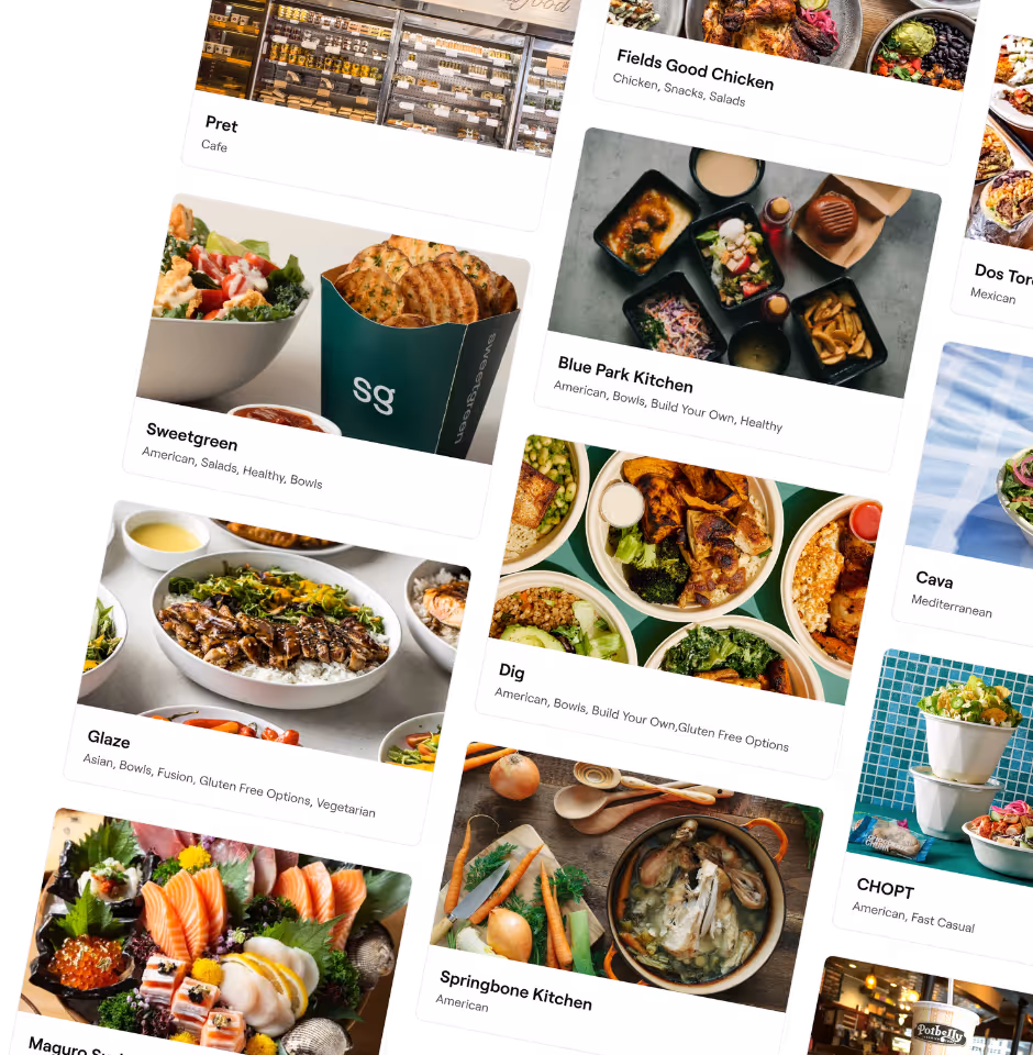 various meal options for employees