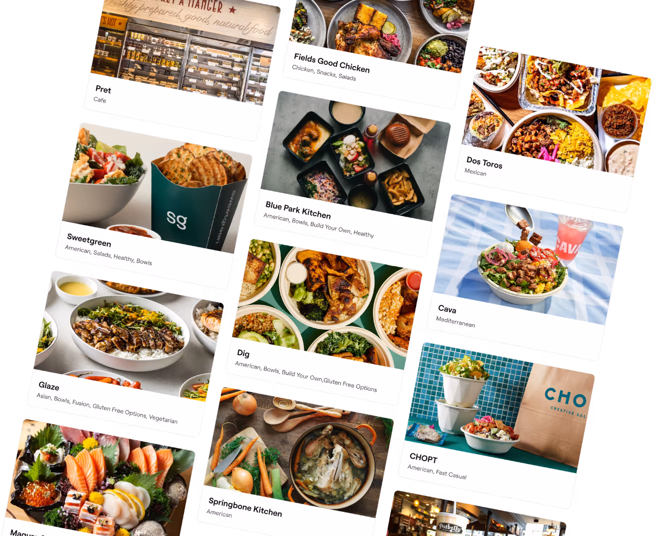 various meal options for employees