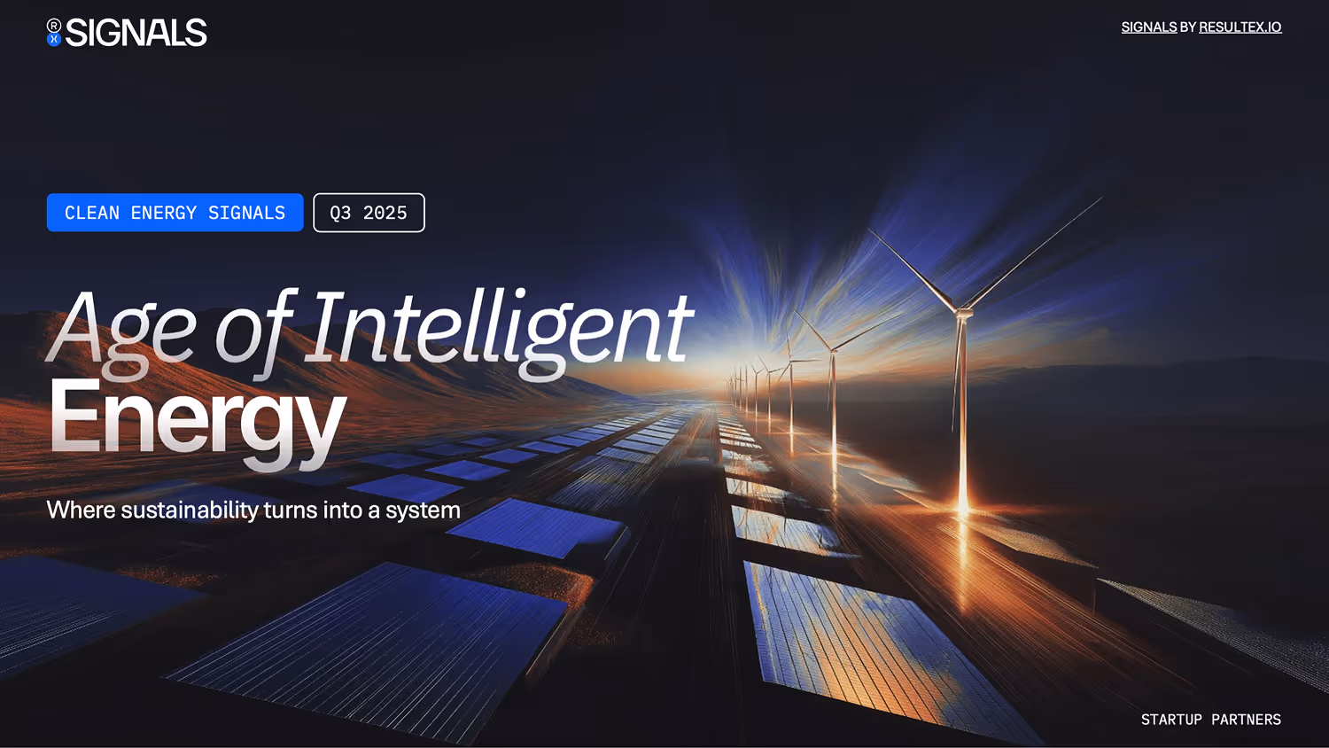 Clean Energy VC Signals report cover - Strategic analysis of virtual power plants, grid orchestration, and renewable energy startup investments.