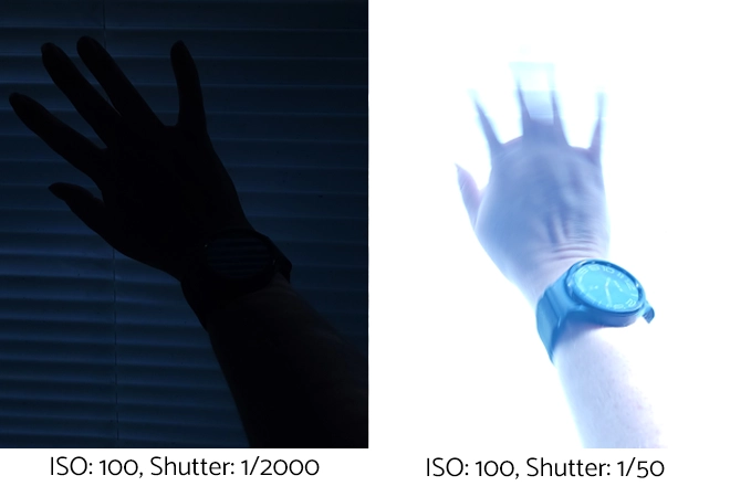 Side-by-side comparison of two different shutter speeds.