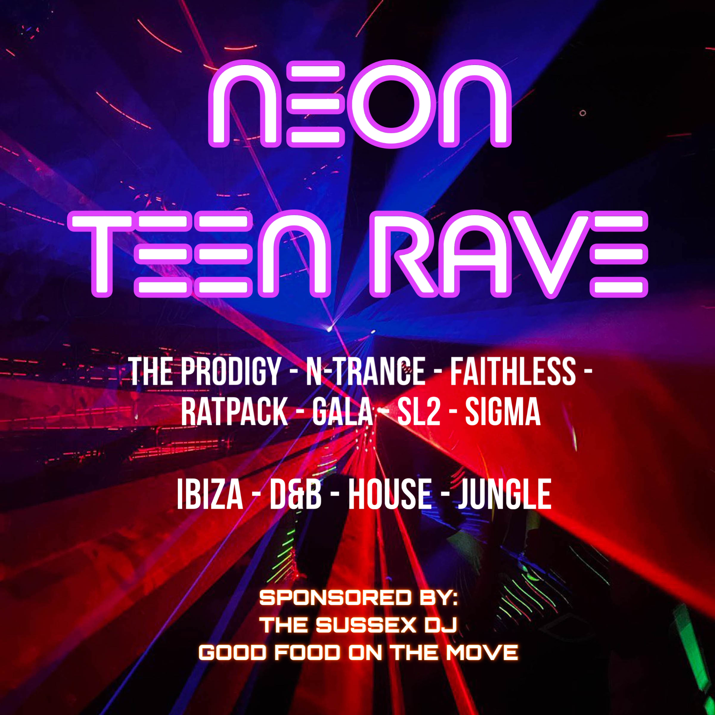 A flyer for the neon teen rave events