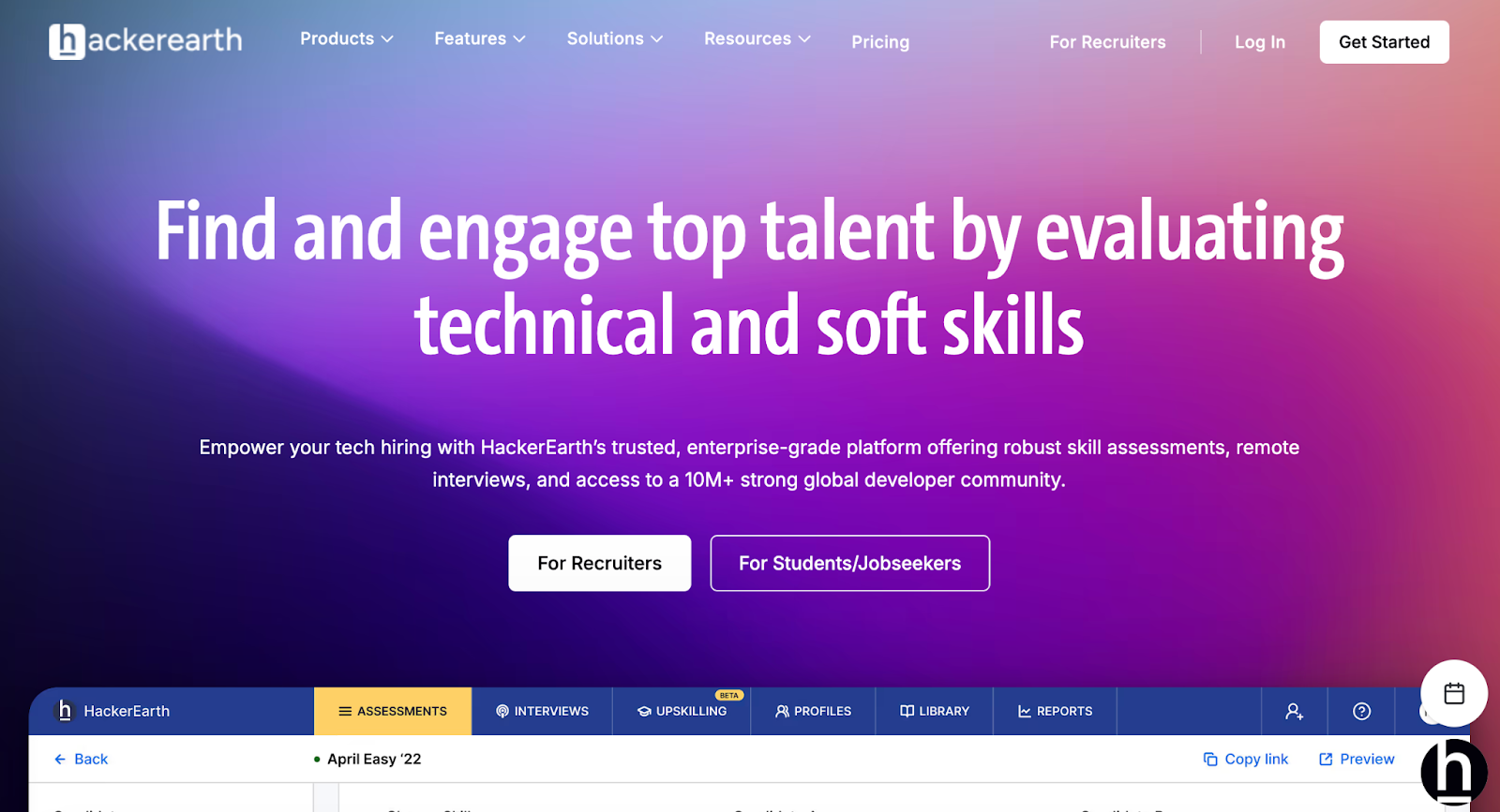 HackerEarth's homepage