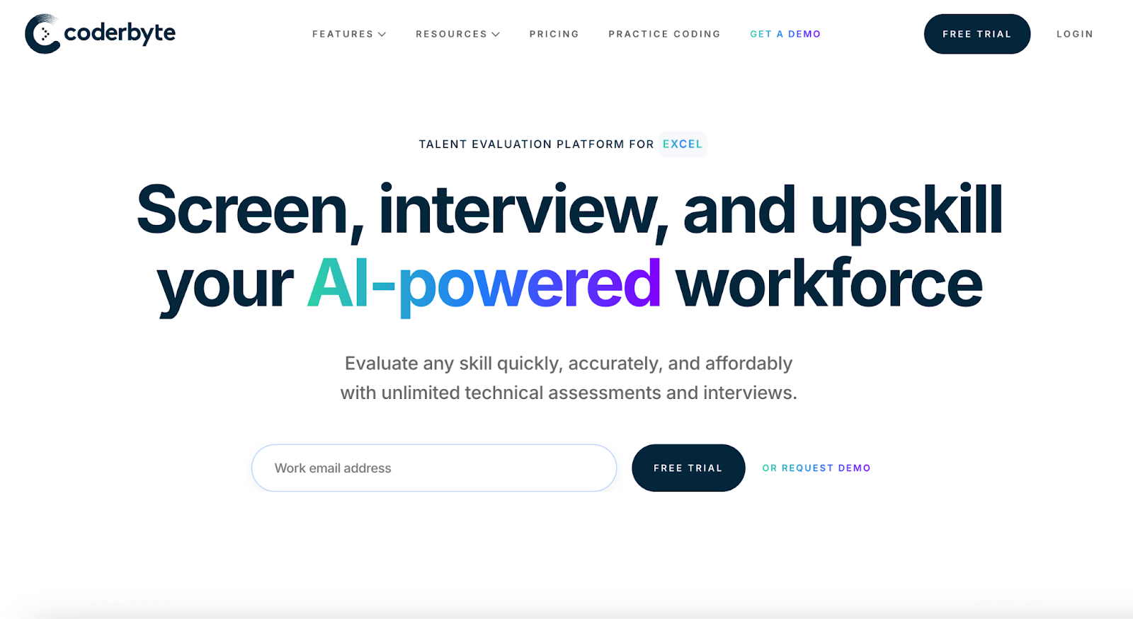 Coderbyte homepage with coding tests and assessments