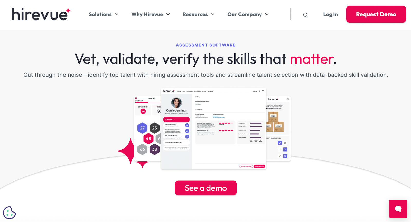 HireVue pre-employment assessment platform homepage