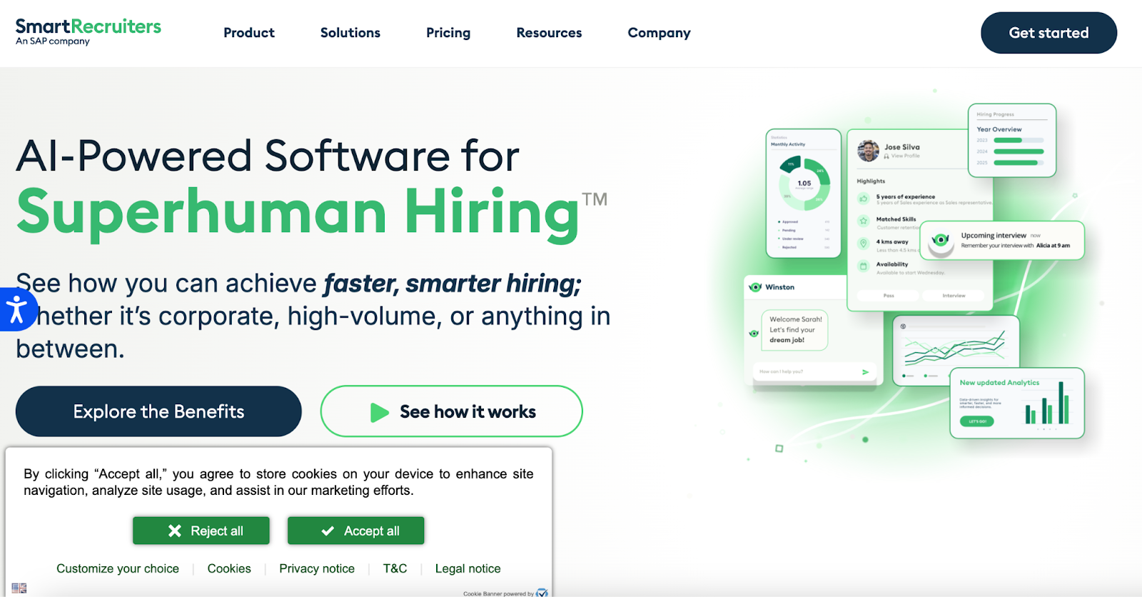 SmartRecruiters AI tool showing hiring analytics and candidate details