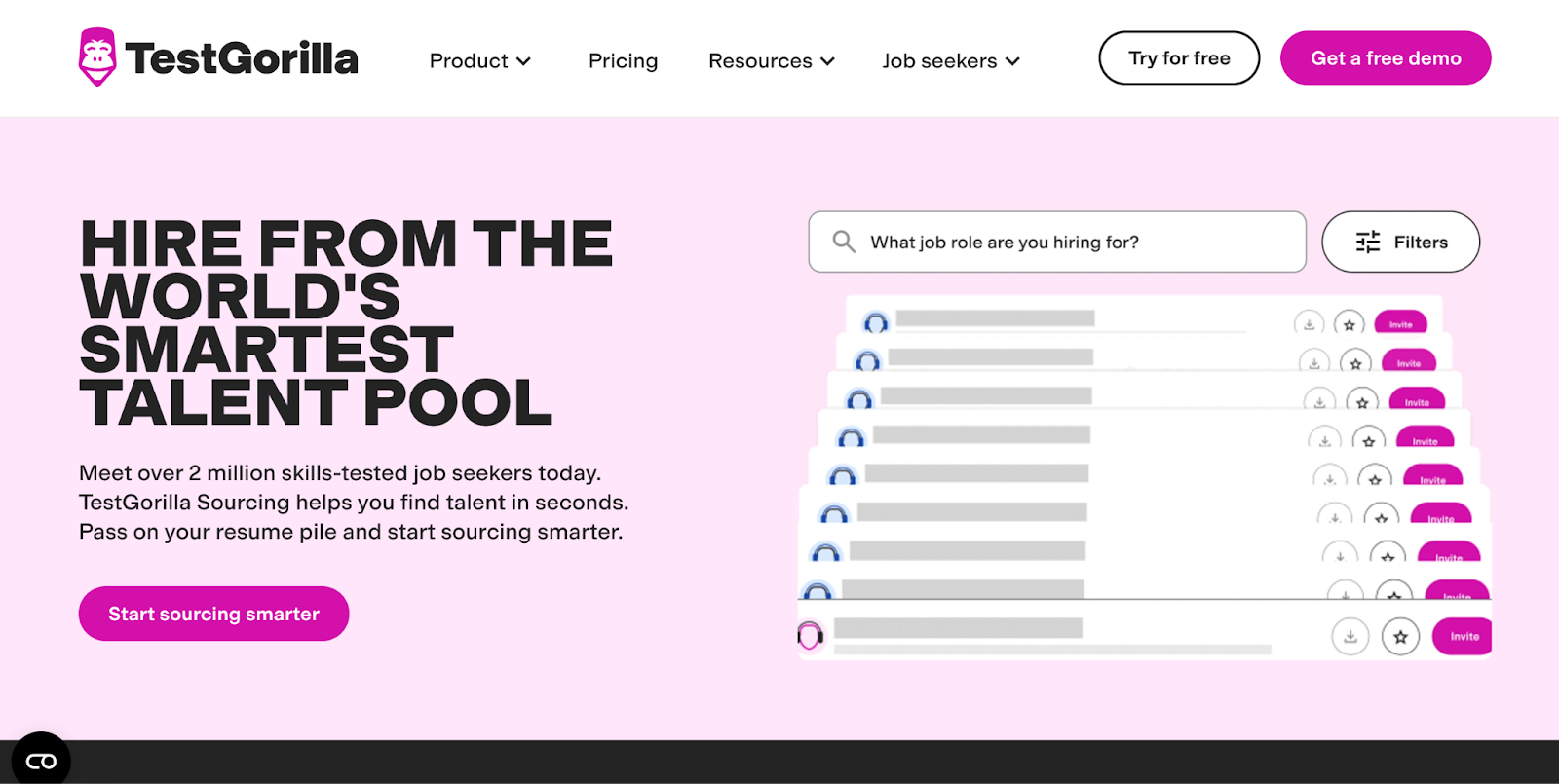TestGorilla platform for sourcing skills-tested candidates
