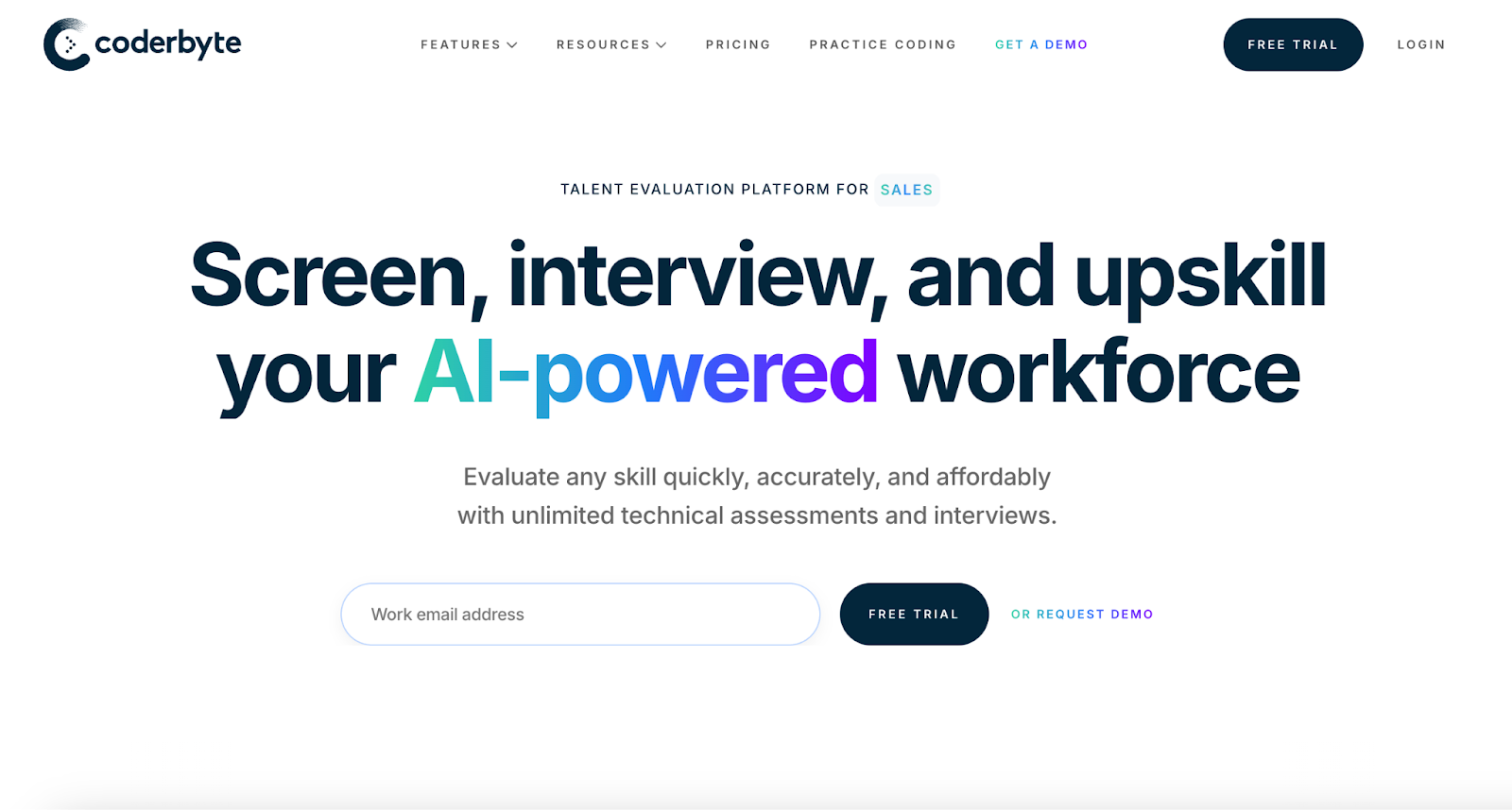 Coderbyte platform for skill evaluation and AI-powered hiring