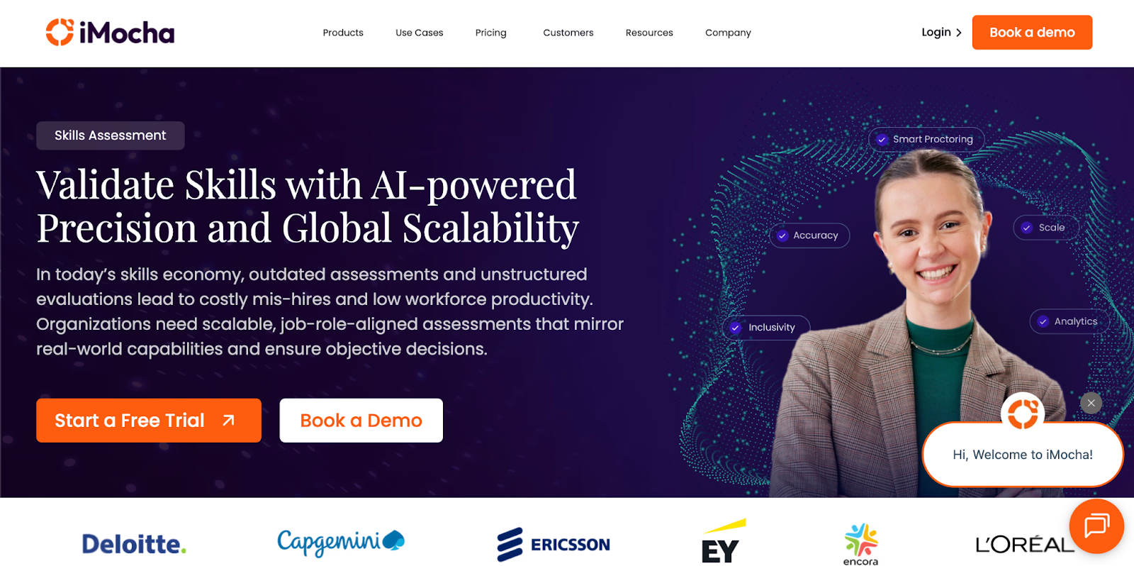 iMocha's homepage showing AI-powered skills validation
