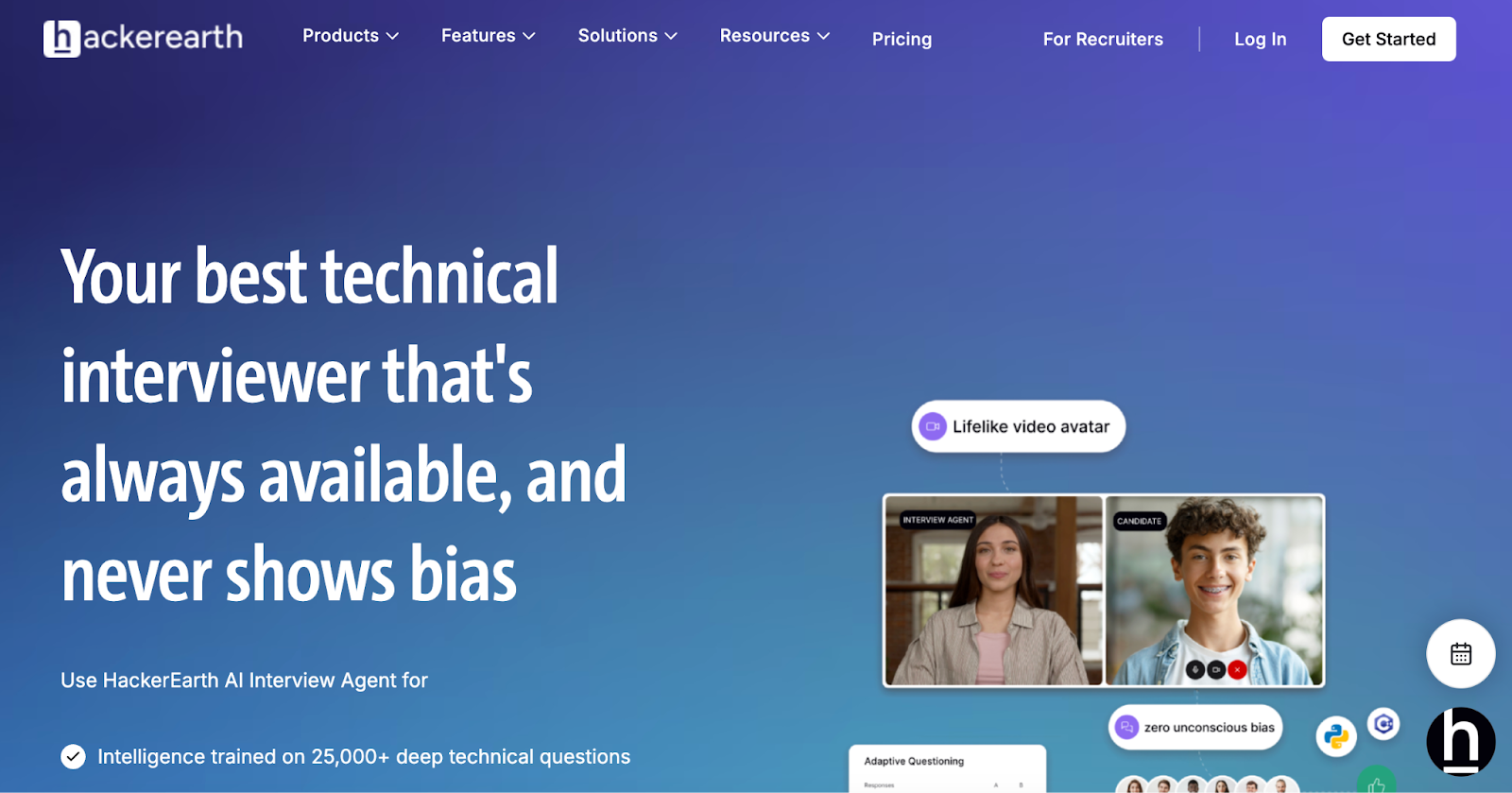 AI-powered interviewer interface for recruiters