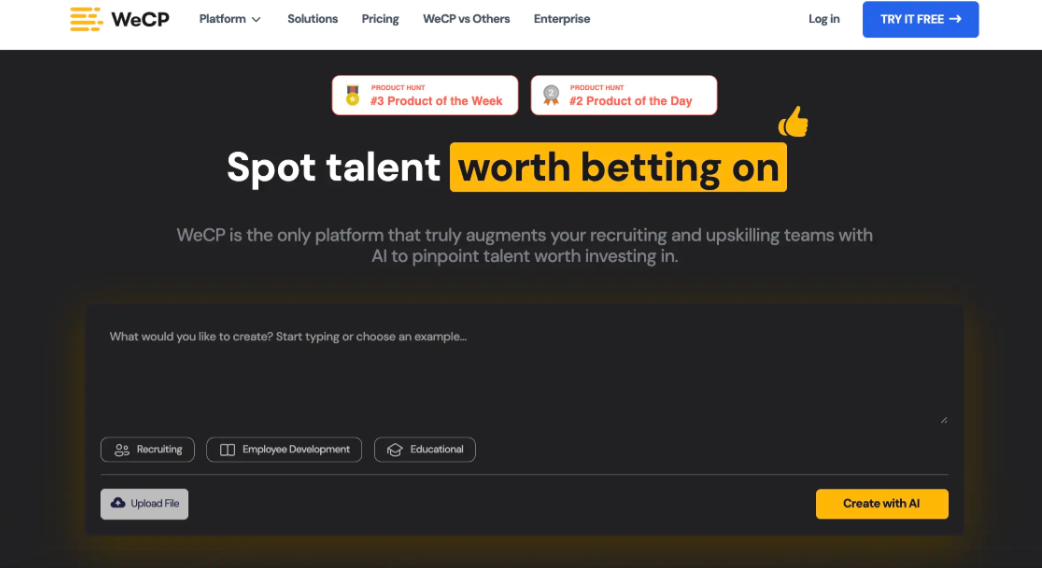 WeCP hiring platform dashboard