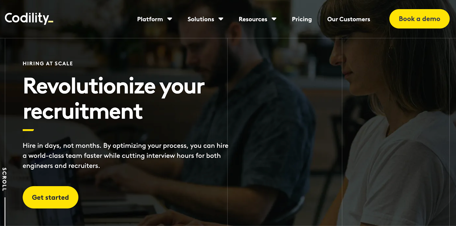 Codility platform homepage showcasing recruitment automation