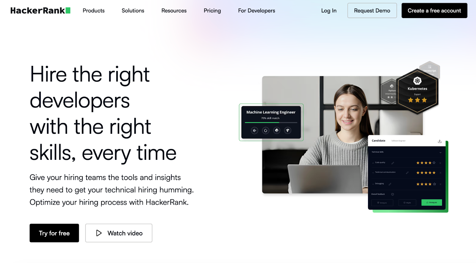 HackerRank tech recruitment page 