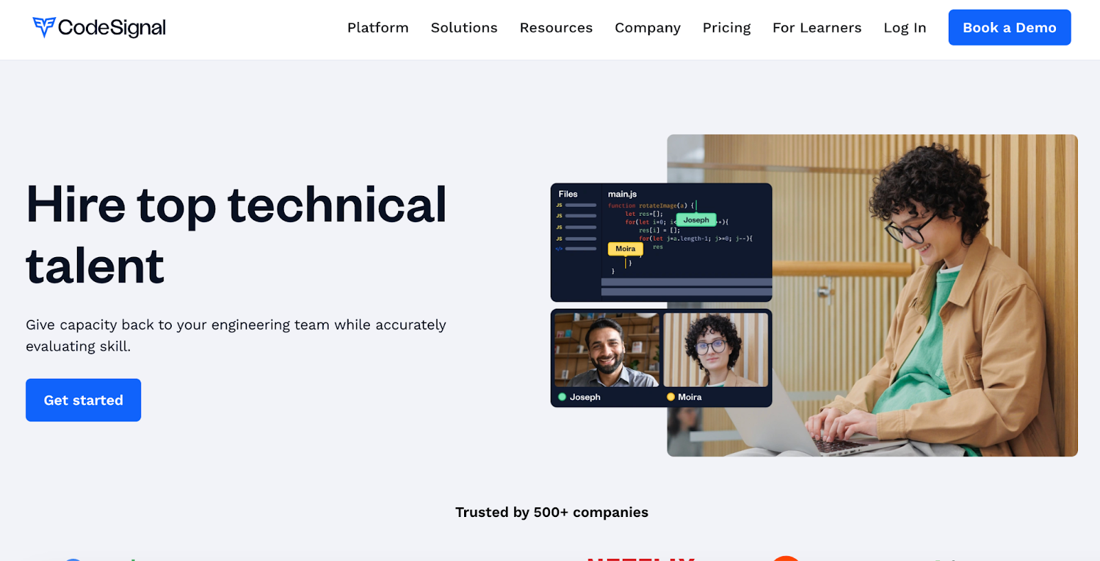 CodeSignal platform showcasing tech hiring solutions 
