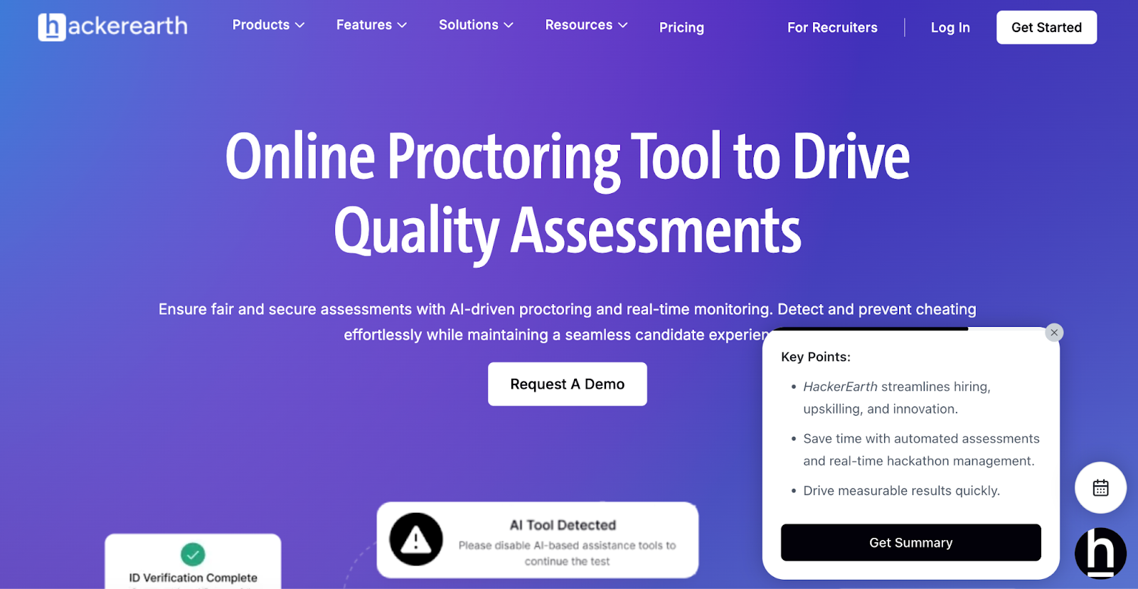 HackerEarth's secure online test proctoring tool