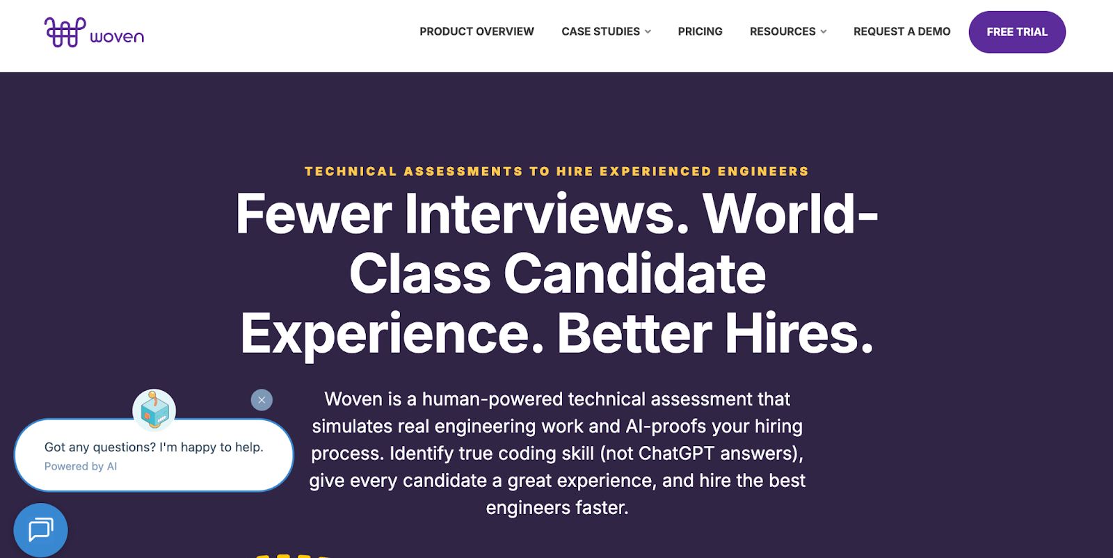 Woven website with proctoring features