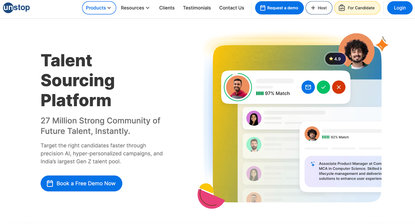 UnStop talent sourcing platform using AI matching