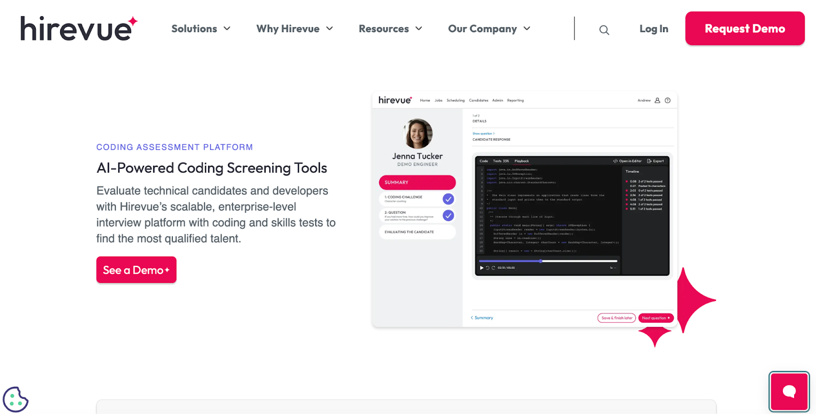 HireVue technical hiring platform featuring skills-first assessments