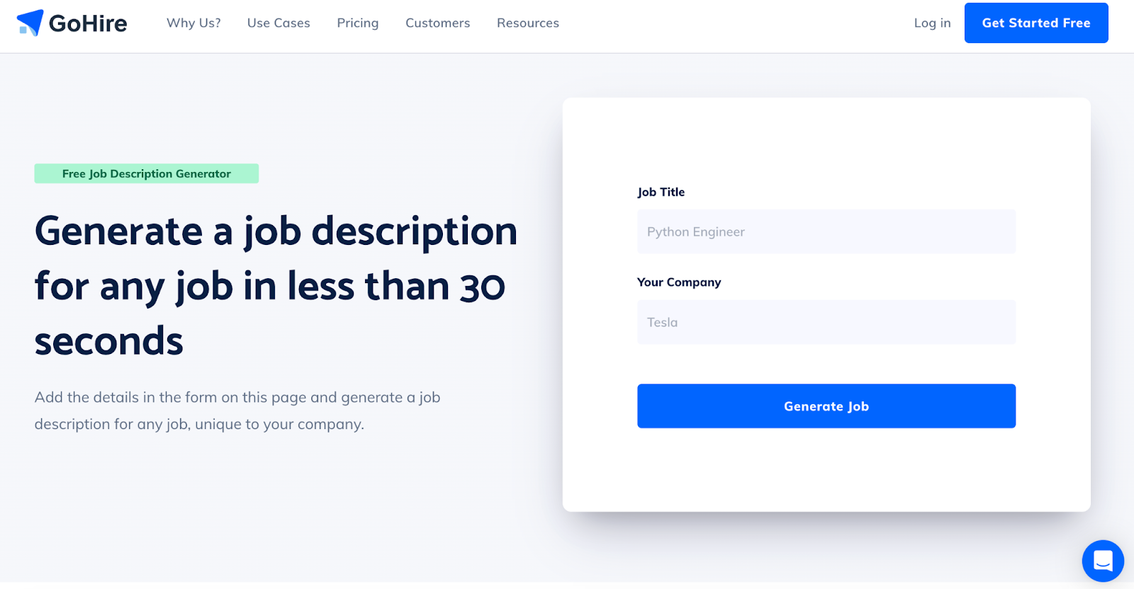 View the GoHire AI job description generator tool