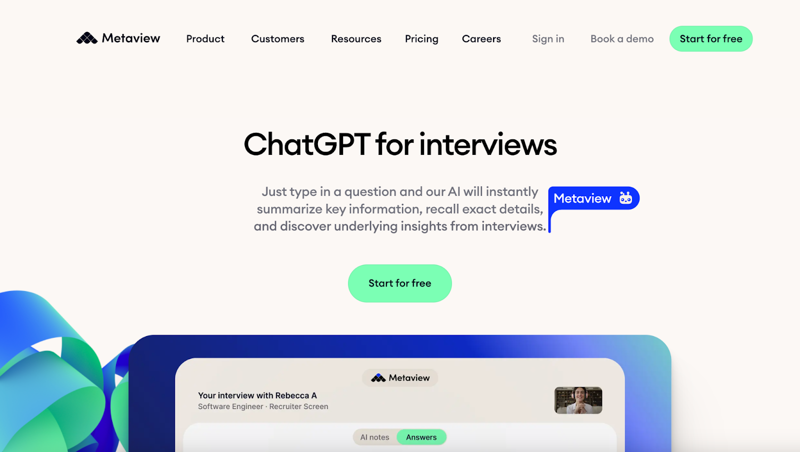 Summarize key information and discover underlying insights from interviews 