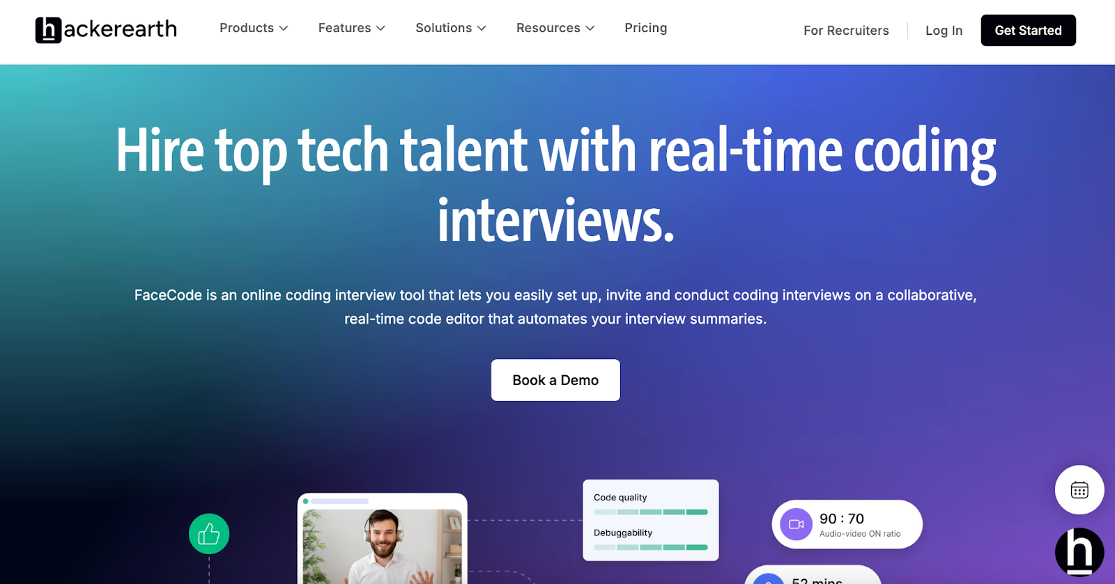 Conduct efficient live coding interviews with HackerEarth FaceCode