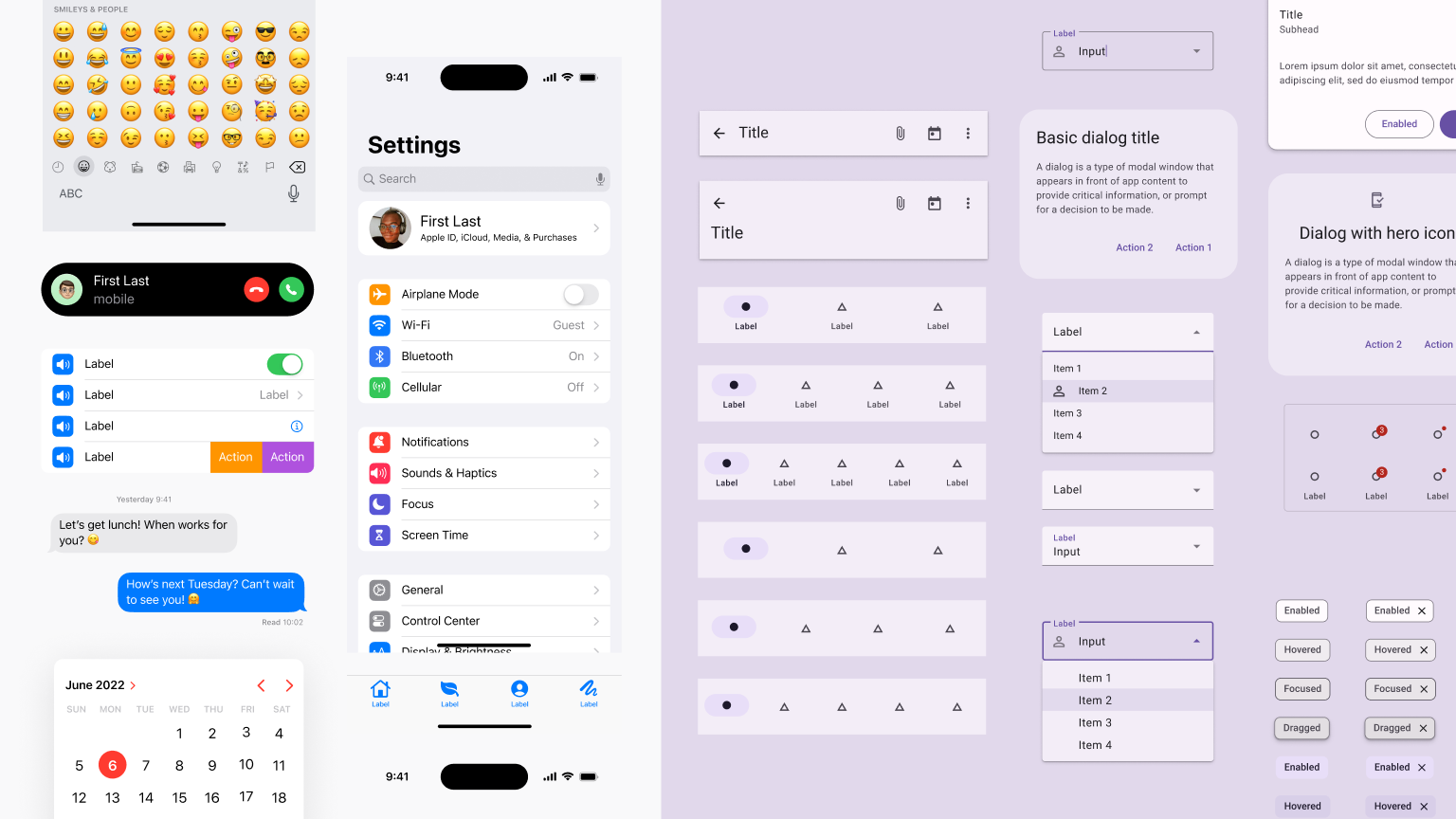 IOS (HIG) and Android (Material 3 Design) User Interface Kit