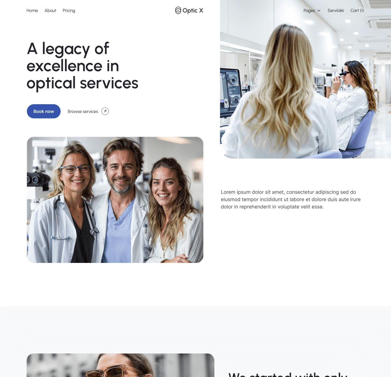 Optic X About Hero Page Optician Webflow Template