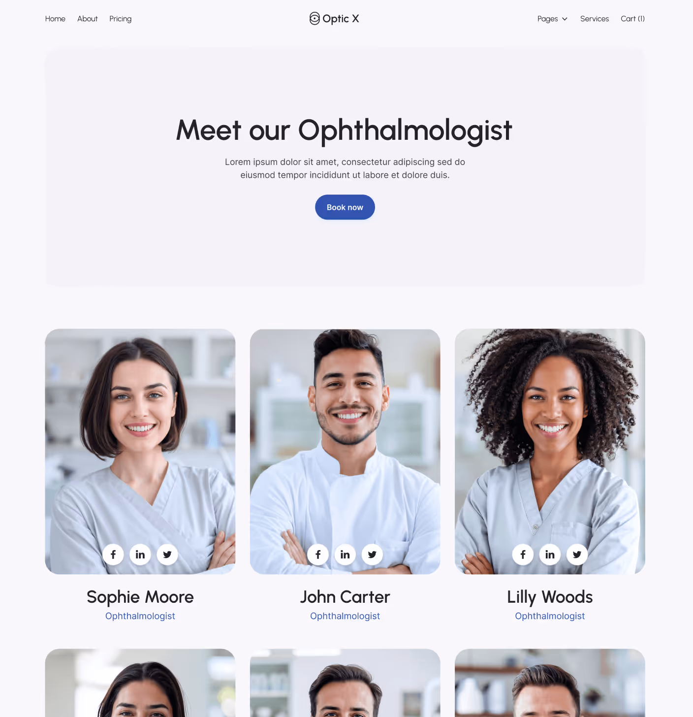Optic X - Doctors Main Page - Optician Webflow Template