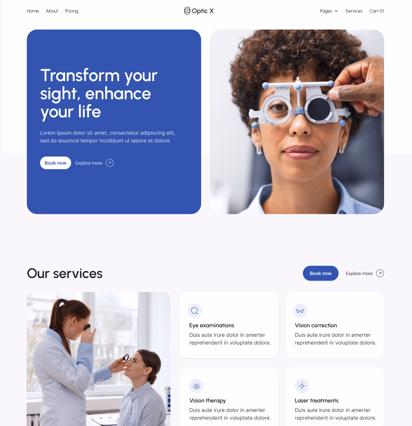 Optic X - Home V2 Main Page Optician Webflow Template