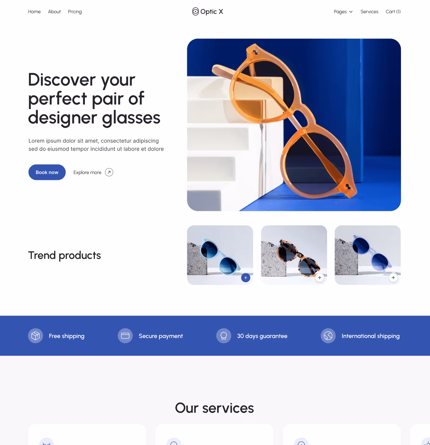 Optic X - Home V3 Main Page Optician Webflow Template