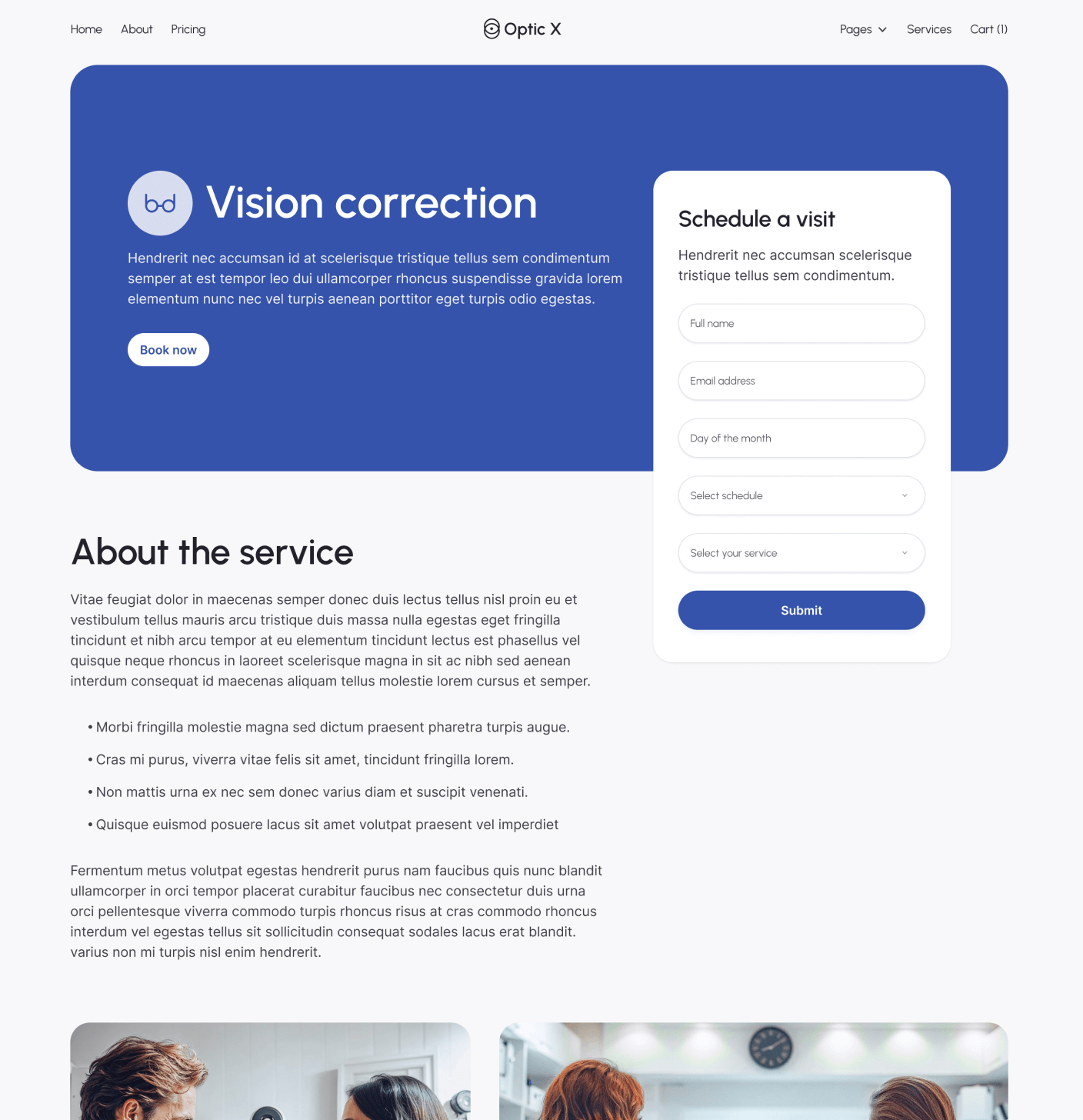 Optic X - Service Single Main Page Optician Webflow Template