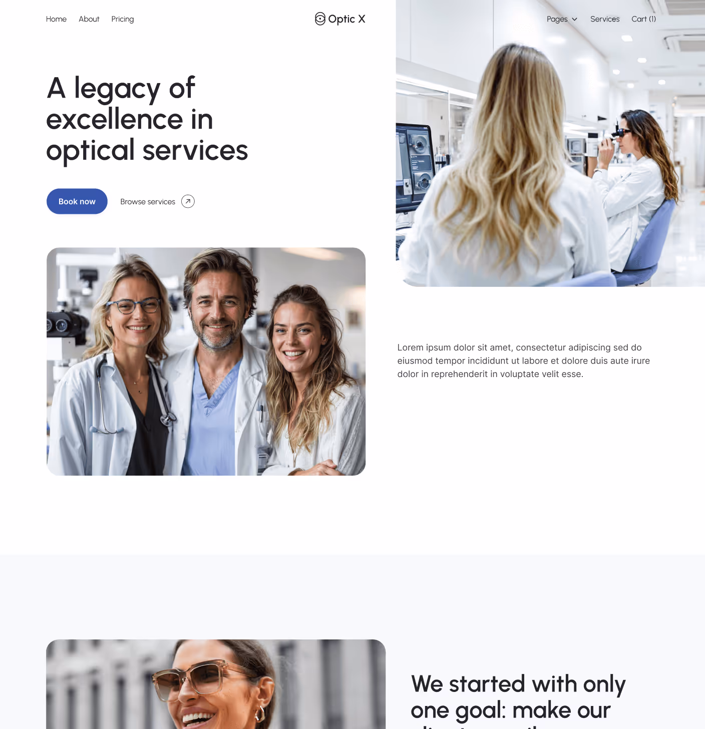 Optic X - About Main Page - Optician Webflow Template