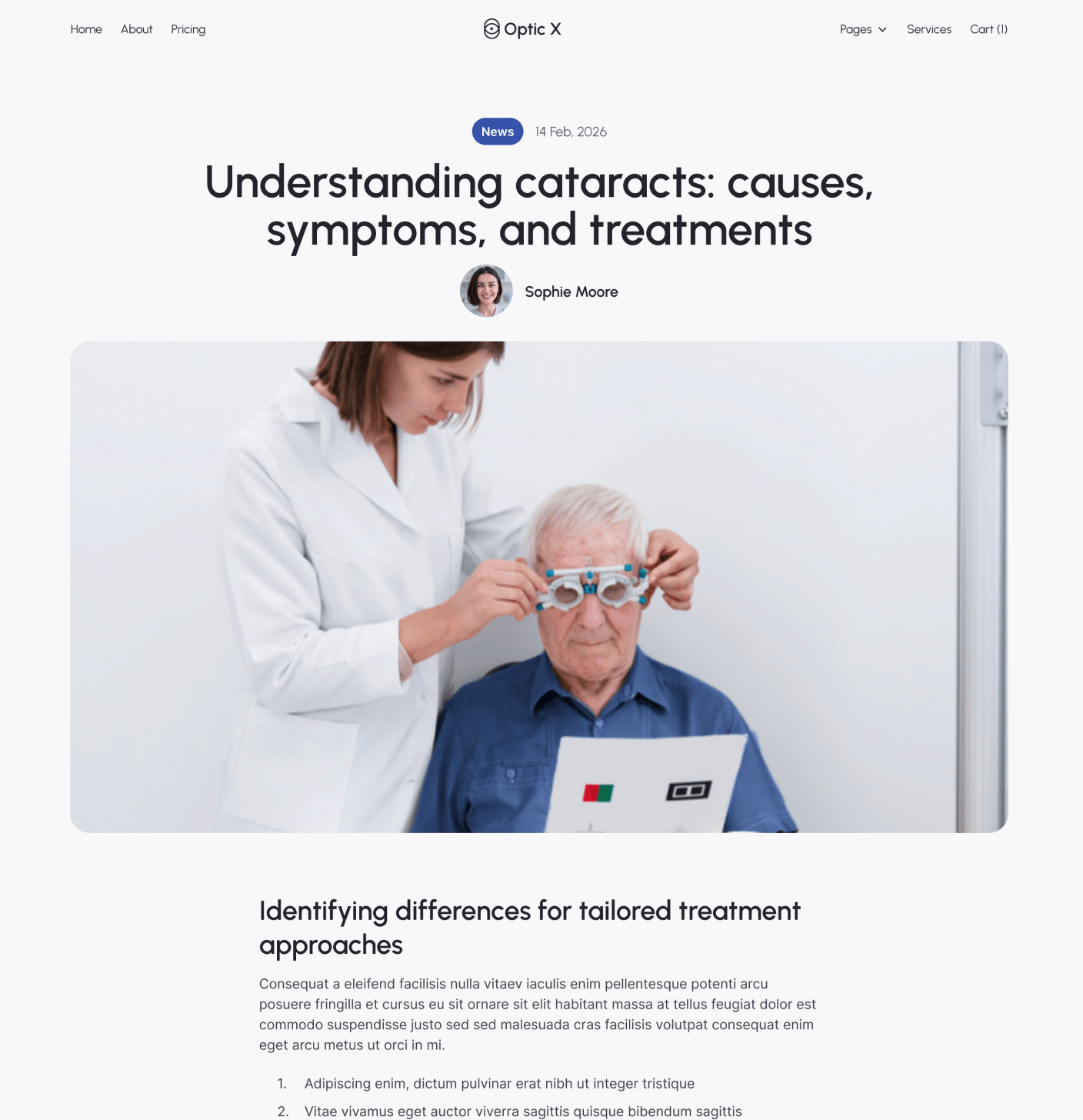 Optic X - Blog Posts Main Page Optician Webflow Template
