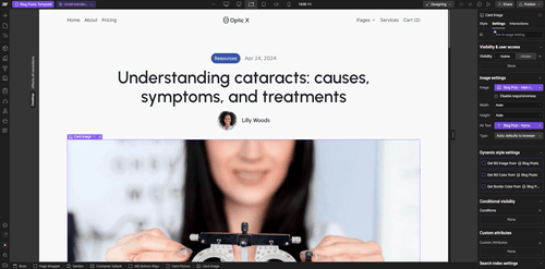 Optic X Webflow Template And UI Kit CMS Page