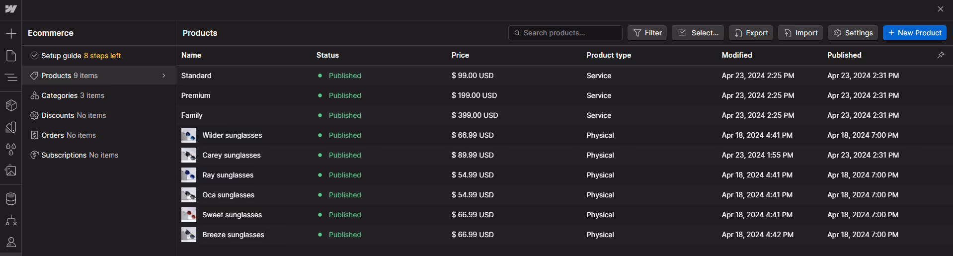 Optic X Webflow Template And UI Kit Ecommerce Collection