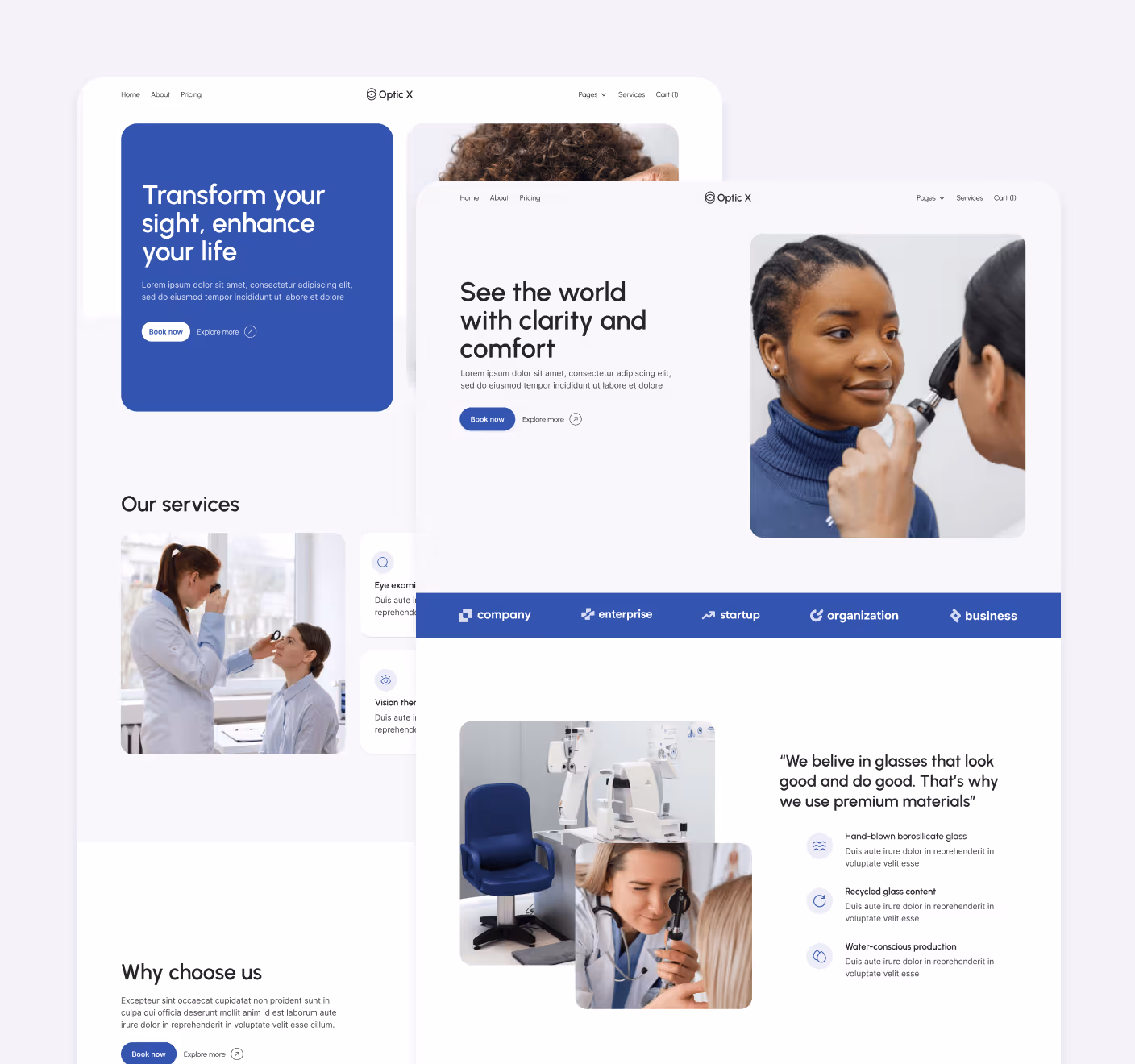 Optic X - More Than 20 Pages - Optician Webflow Template